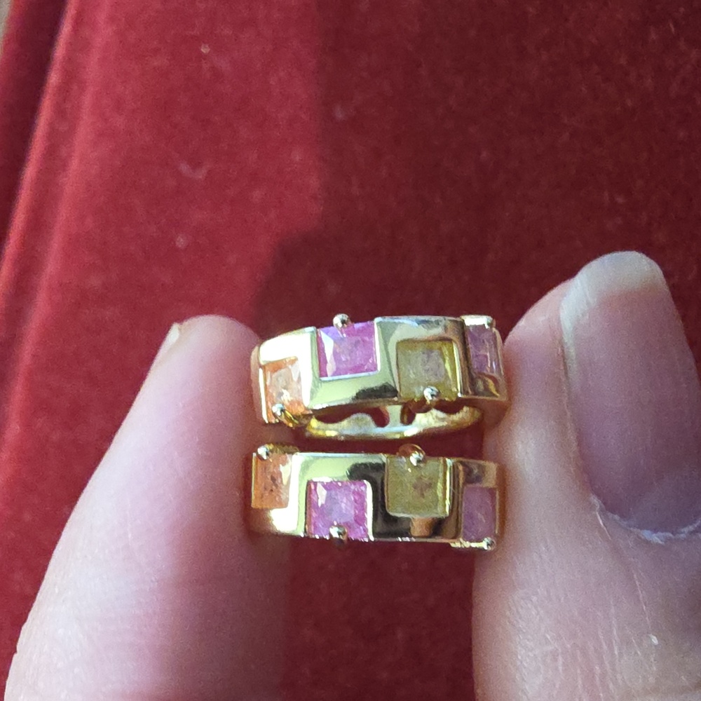 Gold and Pink Geometric Earrings